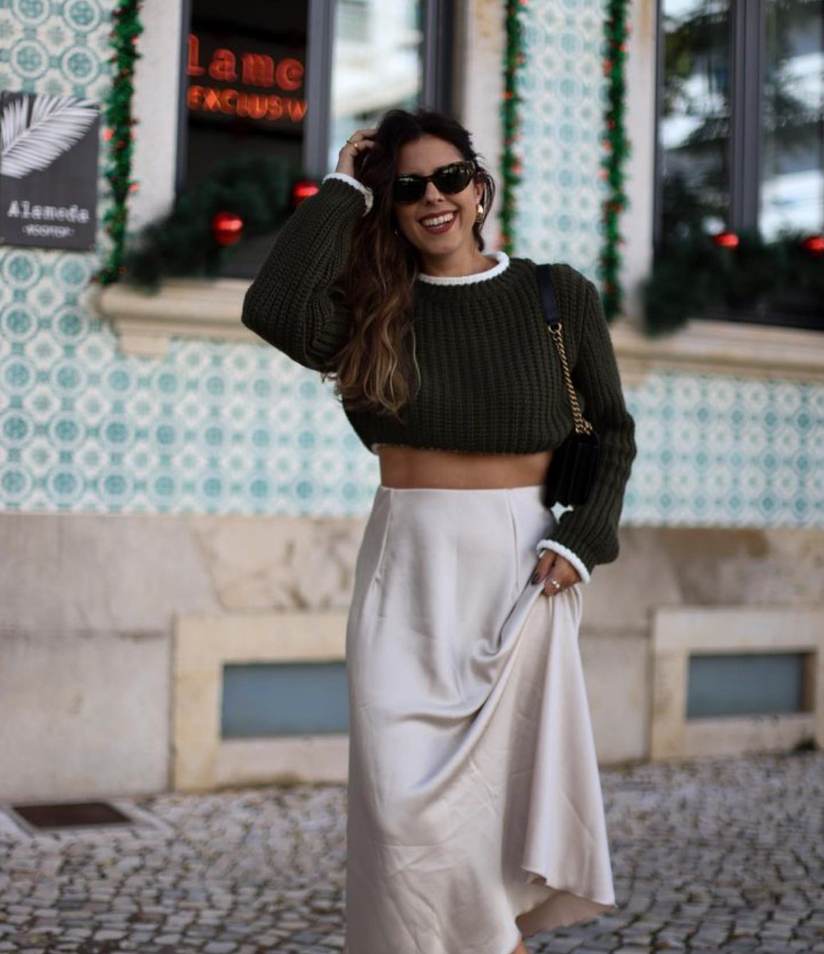 Cropped malha verde
