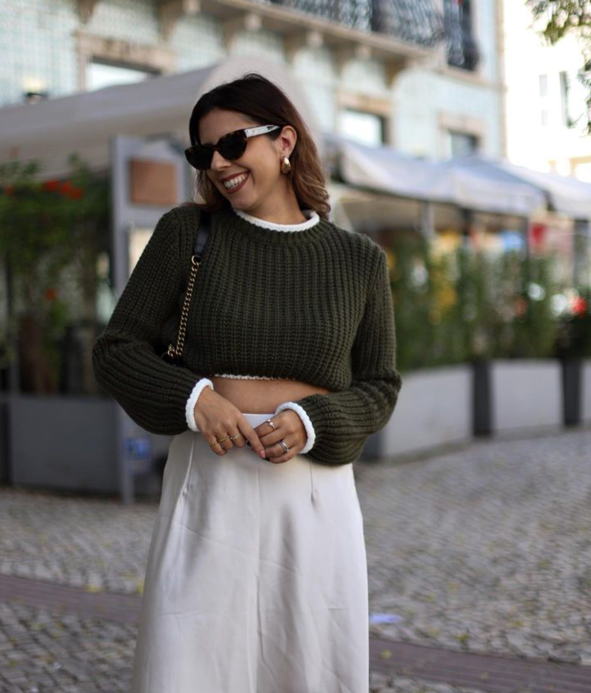 Cropped malha verde
