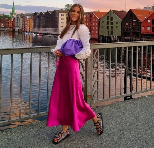 Saia Cetim Rosa magenta