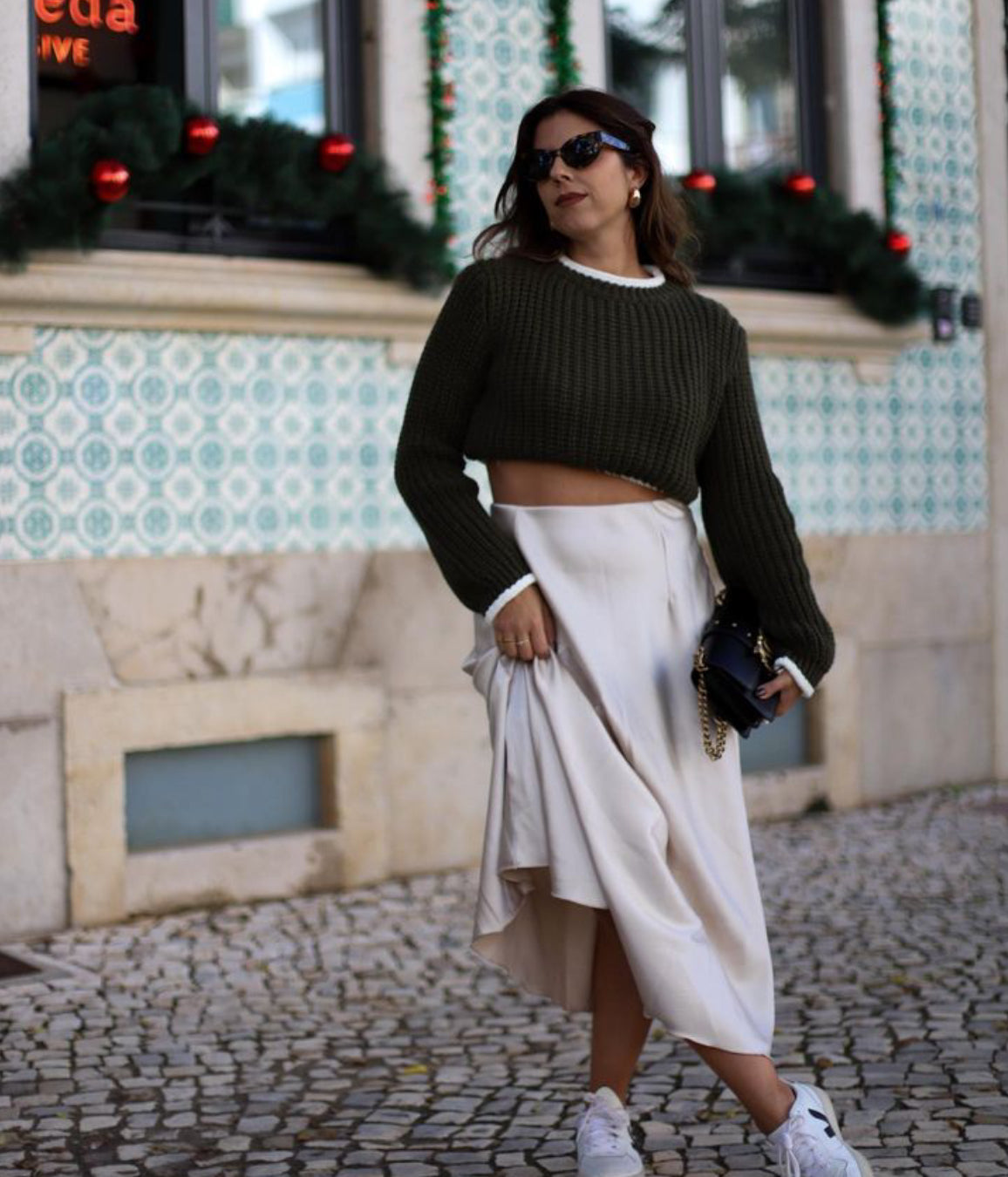 Cropped malha verde